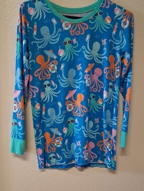 Little Sleepies Blue Octopus Print Long Sleeve Rashguard Size 16 Boy